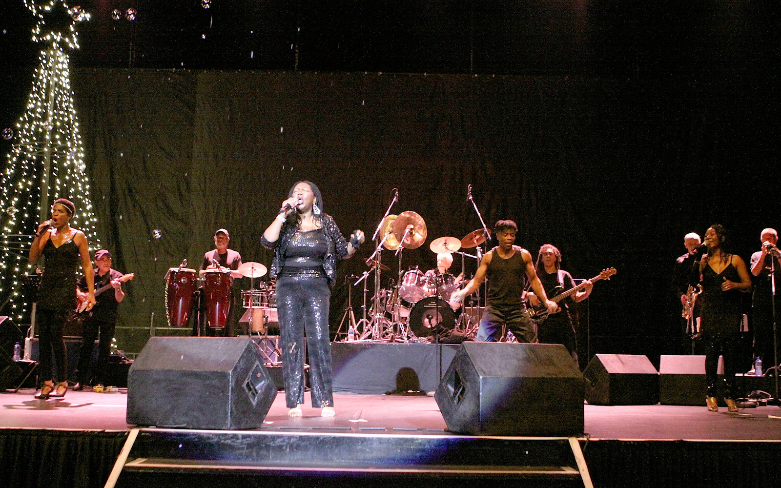 Photograph of Boney M on stage